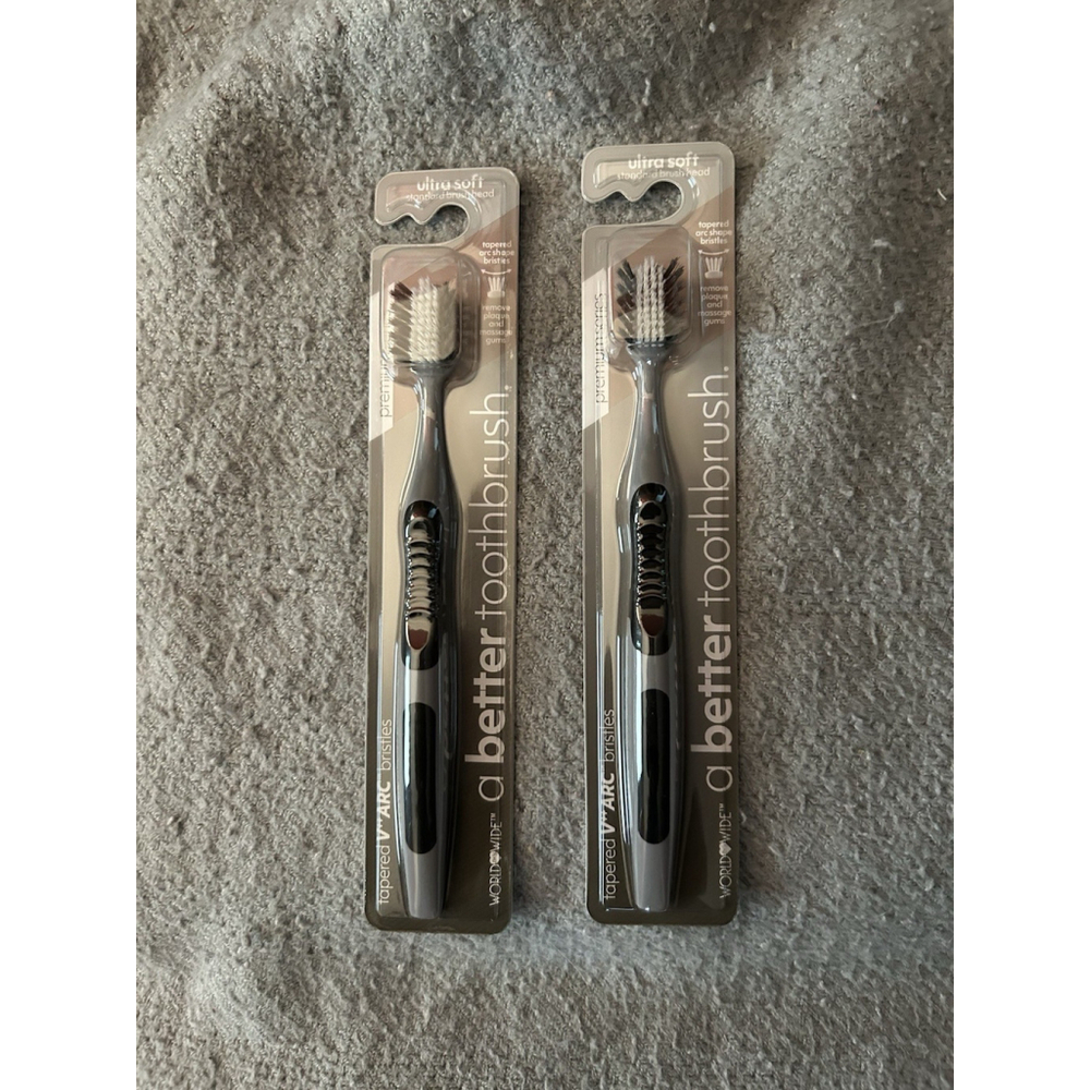Toothbrushes Box of Twelve Ultra Soft Standard Brush Head Grey Orange or Green